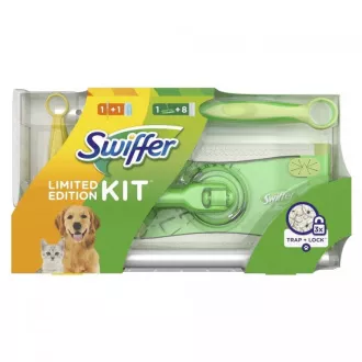 Set de mop Swiffer Sweeper 2 în 1 + 8 înlocuitori și mâner mic + praf Set de mop Swiffer Sweeper 2 în 1 + 8 înlocuitori și mâner mic + praf