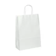 Pungă de hârtie 24x11x33cm albă cu mâner răsucit