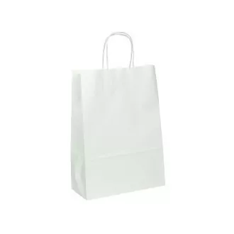 Pungă de hârtie 24x11x33cm albă cu mâner răsucit