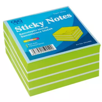 Pad autoadeziv 75x75mm verde-alb neon 400 coli Auro