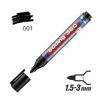 Marker Edding 360 pe tablă albă vârf rotund negru 1,5-3 mm Marker Edding 360 pe tablă albă vârf rotund negru 1,5-3 mm