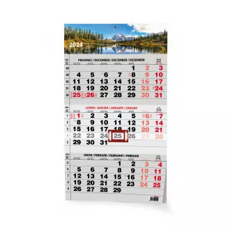Calendar de perete A3 pe trei luni cu sărbători internaționale negru Nature