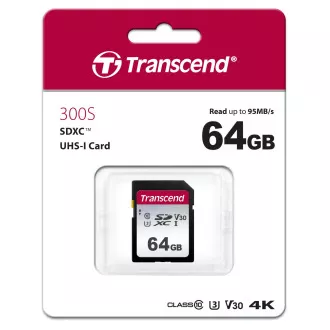 Card SDXC TRANSCEND 64GB 300S, UHS-I U3 V30 (R: 95 / W: 45 MB / s) Card SDXC TRANSCEND 64GB 300S, UHS-I U3 V30 (R: 95 / W: 45 MB / s)