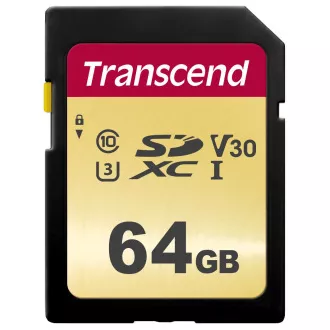Card SDXC TRANSCEND 64GB 500S, UHS-I U3 V30 (R: 95 / W: 60 MB / s)