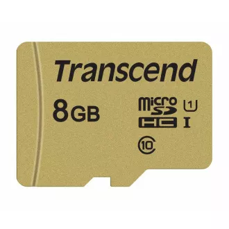 Card MicroSDHC TRANSCEND 8GB 500S, UHS-I U1 + adaptor Card MicroSDHC TRANSCEND 8GB 500S, UHS-I U1 + adaptor