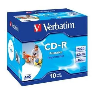 VERBATIM CD-R (pachet de 10) bijuterie / imprimabil / DLP / 52x / 700MB