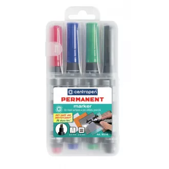 Marker Centropen 8516/4 permanent 4 culori varf pane 1-4 mm