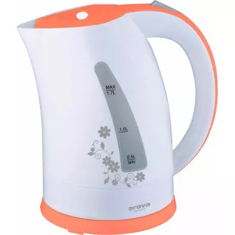 Fierbător electric Orava VK-3417 P, 2000 W, 1,7 l, oprire automată, alb / portocaliu