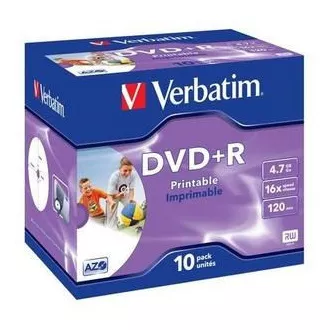 VERBATIM DVD + R (pachet de 10) imprimabil / bijuterie / 16x / 4,7 GB VERBATIM DVD + R (pachet de 10) imprimabil / bijuterie / 16x / 4,7 GB