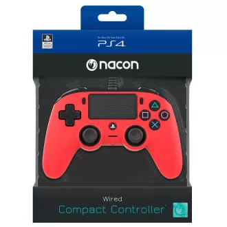 Nacon Wired Compact Controller - controler pentru PlayStation 4 - roșu Nacon Wired Compact Controller - controler pentru PlayStation 4 - roșu