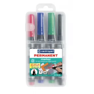 Marker Centropen 8510/4 permanent 4 culori varf cilindric 2,5 mm Marker Centropen 8510/4 permanent 4 culori varf cilindric 2,5 mm