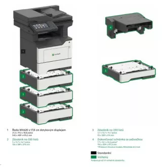 Imprimantă multifuncțională alb-negru LEXMARK MX622adhe, A4, 47 ppm, 2048 MB, afișaj LCD color, duplex, DADF, USB 2.0, LAN