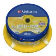 VERBATIM DVD + RW (pachet de 25) Spindle / 4x / DLP / 4,7 GB