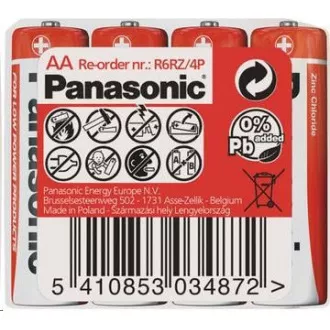 Baterii PANASONIC zinc Carbon Red Zinc R6RZ / 4P AA 1.5V (contractabil 4buc)