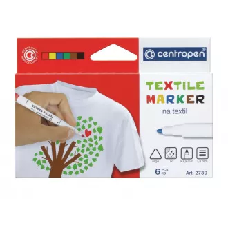 Marker Centropen 2739/6 pentru textile 6 culori vârf cilindric 3,5 mm
