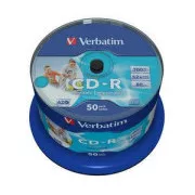 VERBATIM CD-R (pachet de 50) ax / imprimabil cu jet de cerneală / 52x / 700MB / fără ID
