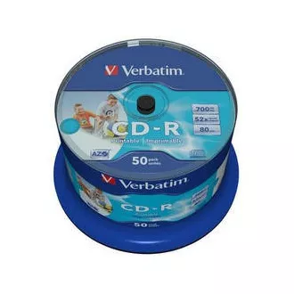 VERBATIM CD-R (pachet de 50) ax / imprimabil cu jet de cerneală / 52x / 700MB / fără ID