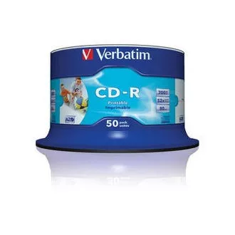 VERBATIM CD-R (pachet de 50) ax / imprimabil cu jet de cerneală / 52x / 700MB / fără ID