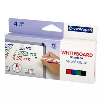 Marcator pentru tablă albă Centropen 8569/4 4 culori vârf tip pană 1-4,5 mm Marcator pentru tablă albă Centropen 8569/4 4 culori vârf tip pană 1-4,5 mm
