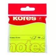 Pad autoadeziv 75x75mm galben neon 100 coli Kores