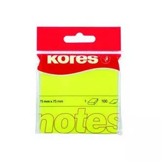Pad autoadeziv 75x75mm galben neon 100 coli Kores Pad autoadeziv 75x75mm galben neon 100 coli Kores