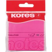 Pad autoadeziv 75x75mm roz neon 100 coli Kores