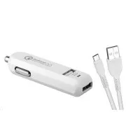 Încărcător auto AVACOM CarMAX 2 2x Qualcomm Quick Charge 2.0, alb (cablu micro USB)