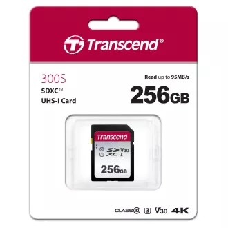 Card SDXC TRANSCEND 256GB 300S, UHS-I U3 V30 (R: 95 / W: 45 MB / s)