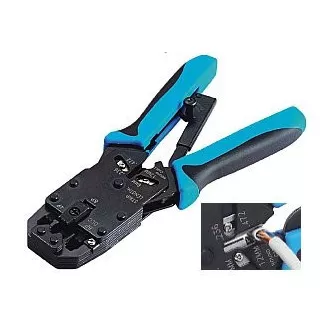 Clește de sertizare PROFI cu clichet pentru conectori RJ10, RJ11, RJ12, RJ45, DEC cu dispozitiv de dezizolare