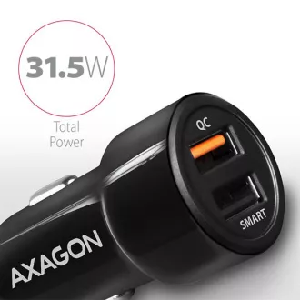 AXAGON PWC-QC5, încărcător auto RAPID și SMART, 2x porturi QC3.0 / AFC / FCP + 5V-2.6A, 31.5W