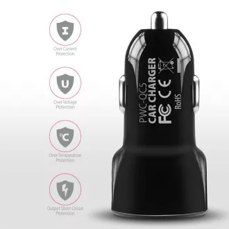 AXAGON PWC-QC5, încărcător auto RAPID și SMART, 2x porturi QC3.0 / AFC / FCP + 5V-2.6A, 31.5W