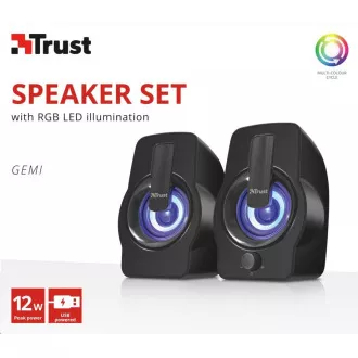 Set difuzoare TRUST Gemi RGB 2.0 - negru