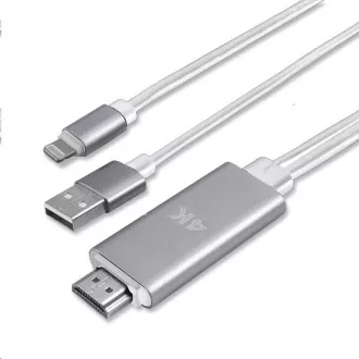 Cablu 4smarts pentru transmiterea imaginii incl. functie de incarcare, Lightning -> HDMI, alb