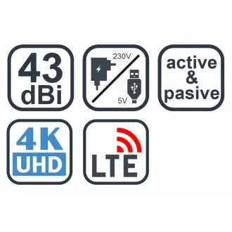 EVOLVEO Xany 2B, 230/5V, antenă interioară activă FM/DAB+/DVB-T2, filtru LTE, 4G, 5G
