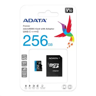 Card ADATA MicroSDHC 256GB UHS-I Clasa 10, Premier + adaptor Card ADATA MicroSDHC 256GB UHS-I Clasa 10, Premier + adaptor