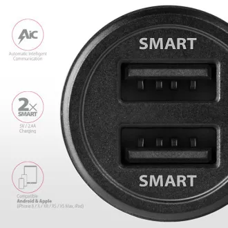 AXAGON PWC-5V5, încărcător auto SMART, 2x porturi 5V-2.4A + 2.4A, 24W