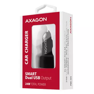 AXAGON PWC-5V5, încărcător auto SMART, 2x porturi 5V-2.4A + 2.4A, 24W