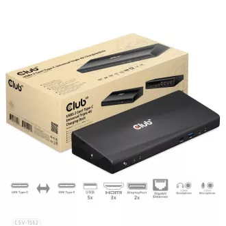 Stație de andocare Club3D USB-C 13 în 1, 2xDP, 3xHDMI, 1xUSB-C, 5xUSB, 1xRJ45, 1x3.5mm, neagră