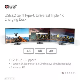 Stație de andocare Club3D USB-C 13 în 1, 2xDP, 3xHDMI, 1xUSB-C, 5xUSB, 1xRJ45, 1x3.5mm, neagră