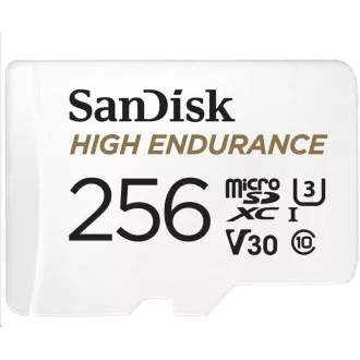 Card SanDisk MicroSDXC de 256 GB de înaltă rezistență (R:100/W:40 MB/s, Clasa 10, U3 V30) + adaptor