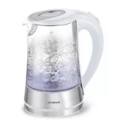 Fierbător electric Orava VK-4017 W, 2200 W, 1,7 l, sticlă, lumină de fundal LED, oprire automată, alb