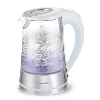 Fierbător electric Orava VK-4017 W, 2200 W, 1,7 l, sticlă, lumină de fundal LED, oprire automată, alb