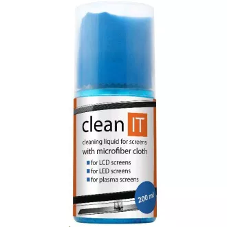 CLEAN IT Soluție de curățare ecran 200 ml cu o cârpă în capac