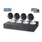 iGET HOMEGUARD HGNVK85304 Sistem de camere PoE cu detecție de mișcare SMART, NVR FullHD cu 8 canale   4x camere FullHD pentru exterior