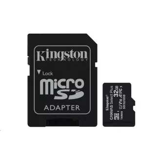 Card Kingston 32 GB micSDHC Canvas Select Plus 100R A1 C10 + adaptor SD Card Kingston 32 GB micSDHC Canvas Select Plus 100R A1 C10 + adaptor SD