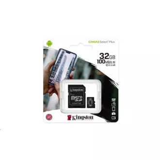 Card Kingston 32 GB micSDHC Canvas Select Plus 100R A1 C10 + adaptor SD Card Kingston 32 GB micSDHC Canvas Select Plus 100R A1 C10 + adaptor SD