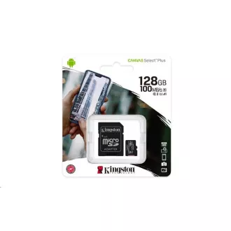 Card Kingston 128GB micSDXC Canvas Select Plus 100R A1 C10 + adaptor SD