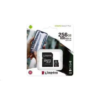 Card Kingston 256 GB micSDXC Canvas Select Plus 100R A1 C10 + adaptor SD Card Kingston 256 GB micSDXC Canvas Select Plus 100R A1 C10 + adaptor SD