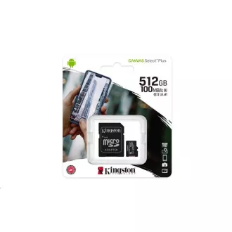 Card Kingston 512GB micSDXC Canvas Select Plus 100R A1 C10 + adaptor SD