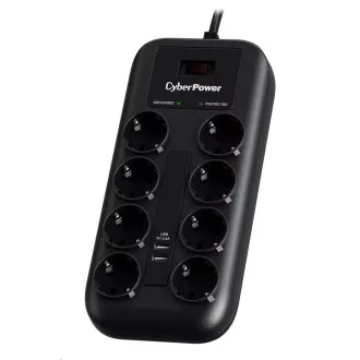 CyberPower Surge Buster™ 8 prize, 2xUSB, 1,8 m, germană, nou CyberPower Surge Buster™ 8 prize, 2xUSB, 1,8 m, germană, nou